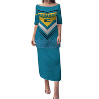 Bahamas Puletasi with Blue Marlin Fish Tribal Chevron Flag Spirit