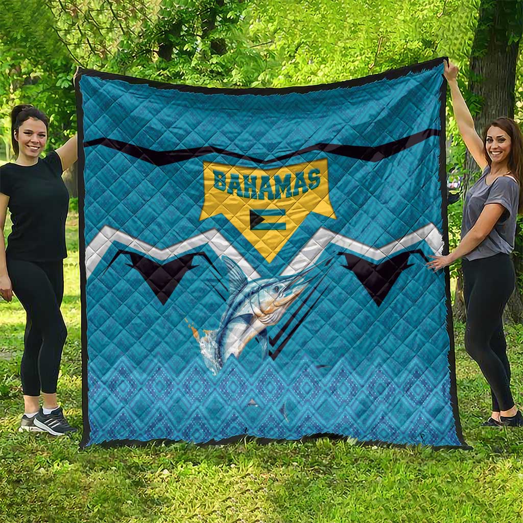 Bahamas Quilt with Blue Marlin Fish Tribal Chevron Flag Spirit