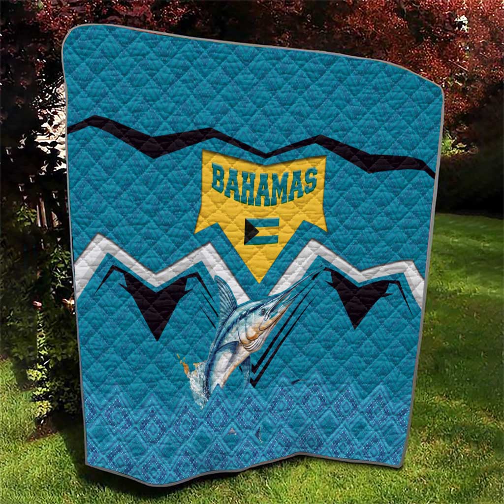 Bahamas Quilt with Blue Marlin Fish Tribal Chevron Flag Spirit