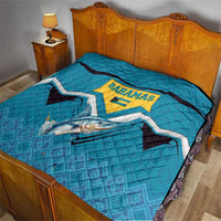 Bahamas Quilt with Blue Marlin Fish Tribal Chevron Flag Spirit