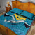 Bahamas Quilt Bed Set with Blue Marlin Fish Tribal Chevron Flag Spirit