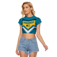 Bahamas Raglan Cropped T Shirt with Blue Marlin Fish Tribal Chevron Flag Spirit