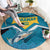 Bahamas Round Carpet with Blue Marlin Fish Tribal Chevron Flag Spirit
