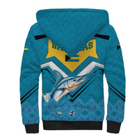 Bahamas Sherpa Hoodie with Blue Marlin Fish Tribal Chevron Flag Spirit
