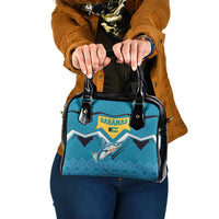 Bahamas Shoulder Handbag with Blue Marlin Fish Tribal Chevron Flag Spirit