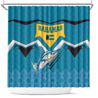Bahamas Shower Curtain with Blue Marlin Fish Tribal Chevron Flag Spirit