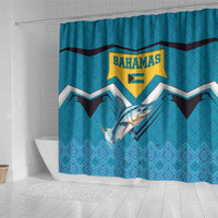 Bahamas Shower Curtain with Blue Marlin Fish Tribal Chevron Flag Spirit