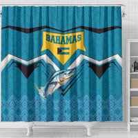 Bahamas Shower Curtain with Blue Marlin Fish Tribal Chevron Flag Spirit