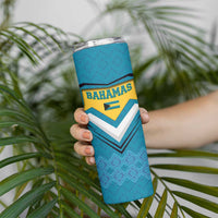 Bahamas Skinny Tumbler with Blue Marlin Fish Tribal Chevron Flag Spirit