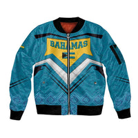Bahamas Sleeve Zip Bomber Jacket with Blue Marlin Fish Tribal Chevron Flag Spirit