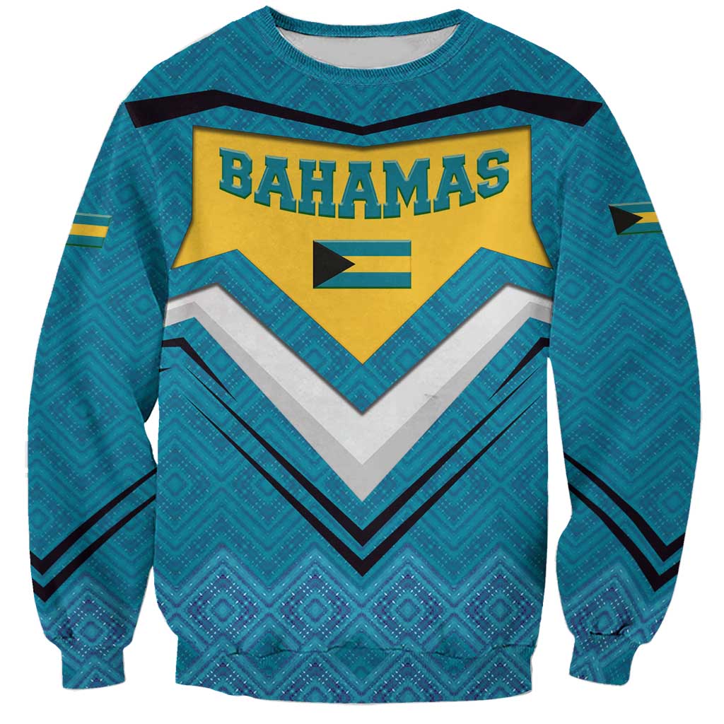 Bahamas Sweatshirt with Blue Marlin Fish Tribal Chevron Flag Spirit