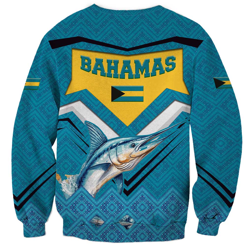 Bahamas Sweatshirt with Blue Marlin Fish Tribal Chevron Flag Spirit
