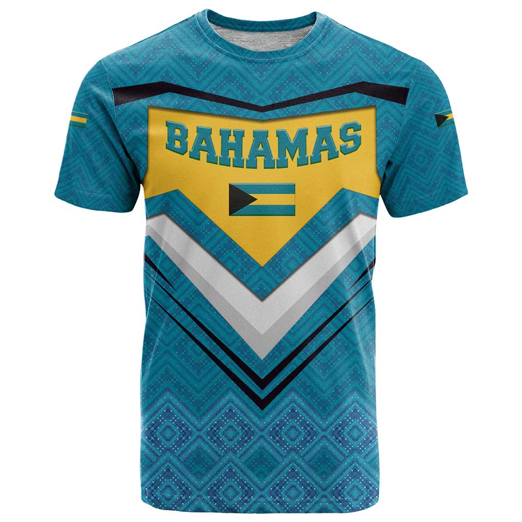 Bahamas T Shirt with Blue Marlin Fish Tribal Chevron Flag Spirit