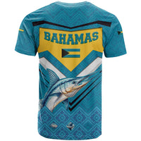Bahamas T Shirt with Blue Marlin Fish Tribal Chevron Flag Spirit