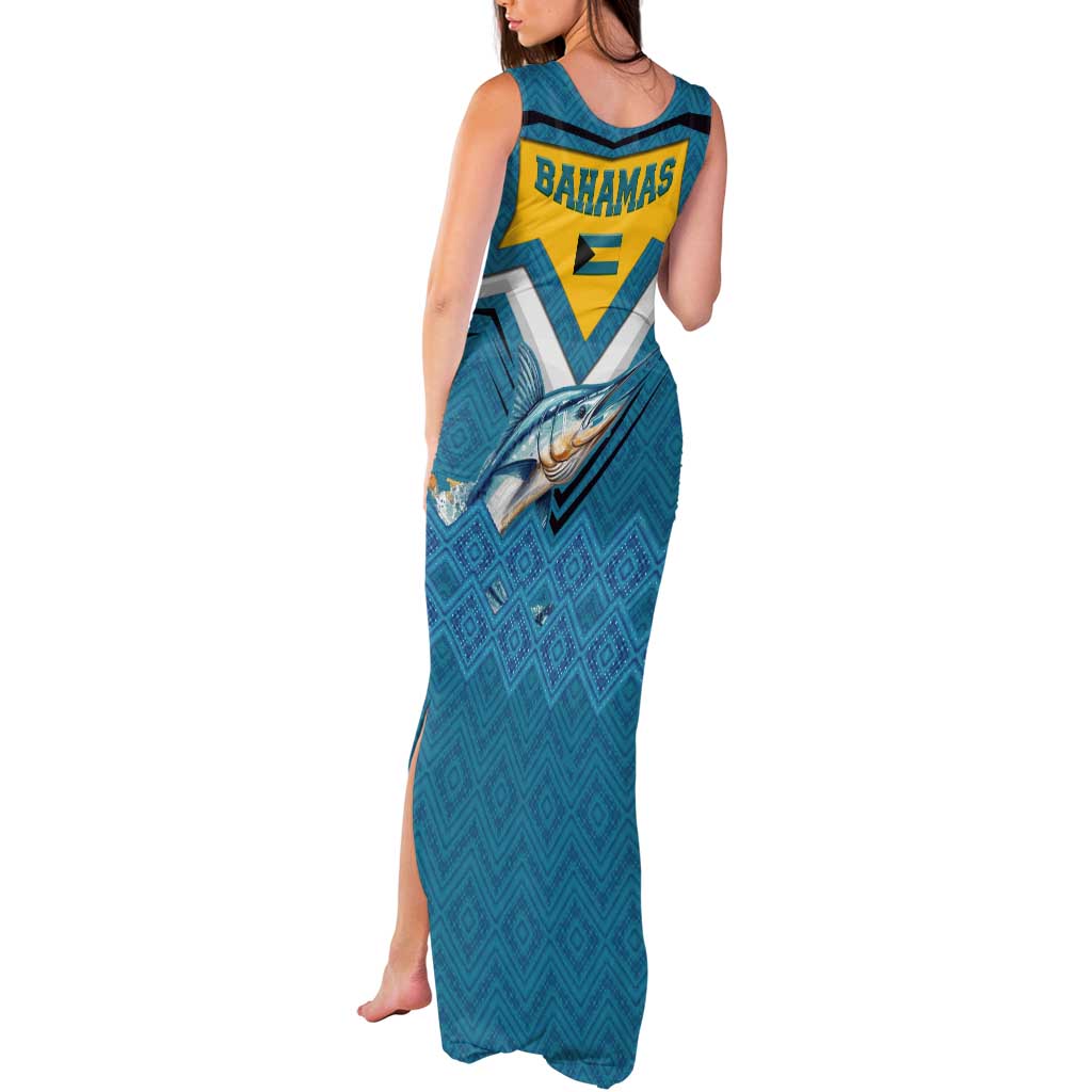 Bahamas Tank Maxi Dress with Blue Marlin Fish Tribal Chevron Flag Spirit