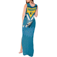 Bahamas Tank Maxi Dress with Blue Marlin Fish Tribal Chevron Flag Spirit