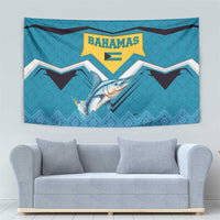 Bahamas Tapestry with Blue Marlin Fish Tribal Chevron Flag Spirit
