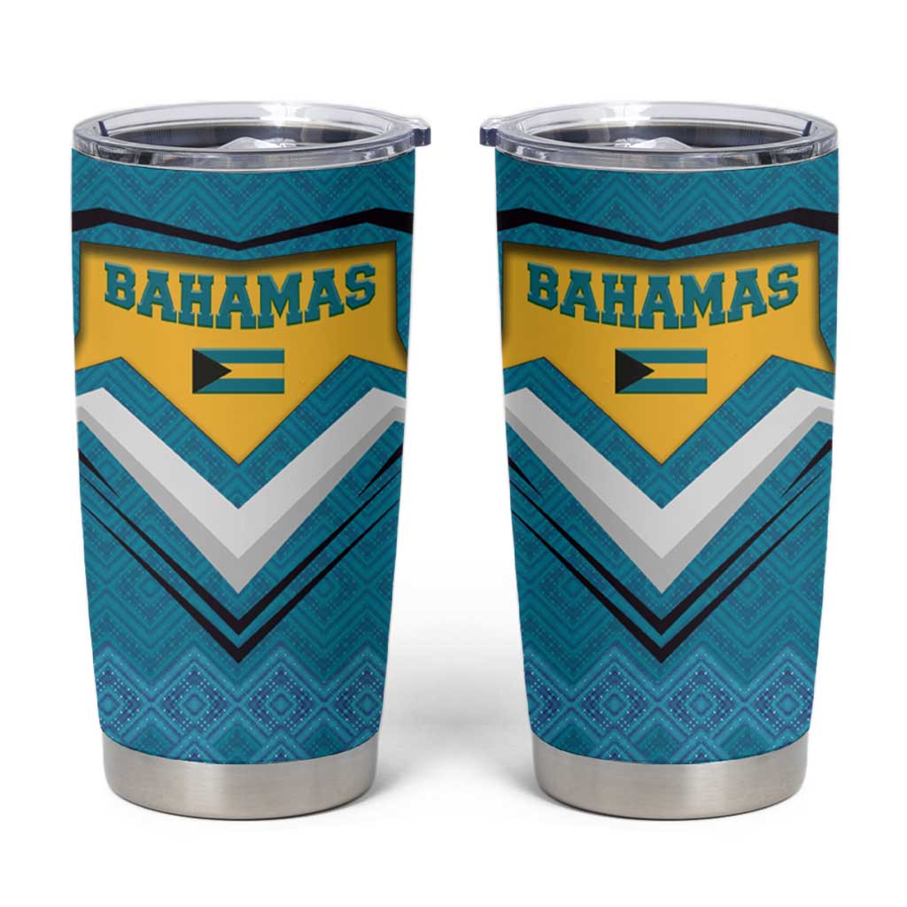 Bahamas Tumbler Cup with Blue Marlin Fish Tribal Chevron Flag Spirit