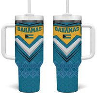 Bahamas Tumbler With Handle with Blue Marlin Fish Tribal Chevron Flag Spirit