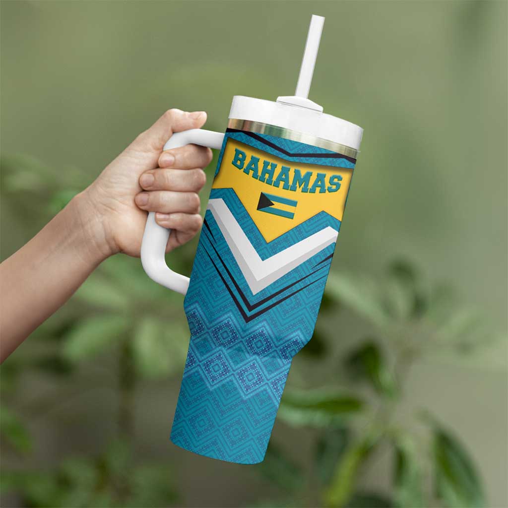Bahamas Tumbler With Handle with Blue Marlin Fish Tribal Chevron Flag Spirit