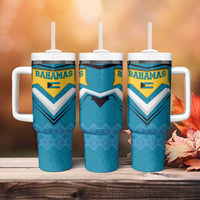 Bahamas Tumbler With Handle with Blue Marlin Fish Tribal Chevron Flag Spirit