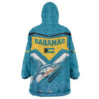 Bahamas Wearable Blanket Hoodie with Blue Marlin Fish Tribal Chevron Flag Spirit