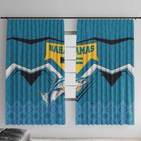 Bahamas Window Curtain with Blue Marlin Fish Tribal Chevron Flag Spirit