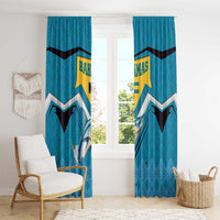 Bahamas Window Curtain with Blue Marlin Fish Tribal Chevron Flag Spirit