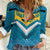 Bahamas Women Casual Shirt with Blue Marlin Fish Tribal Chevron Flag Spirit