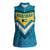 Bahamas Women Sleeveless Polo Shirt with Blue Marlin Fish Tribal Chevron Flag Spirit