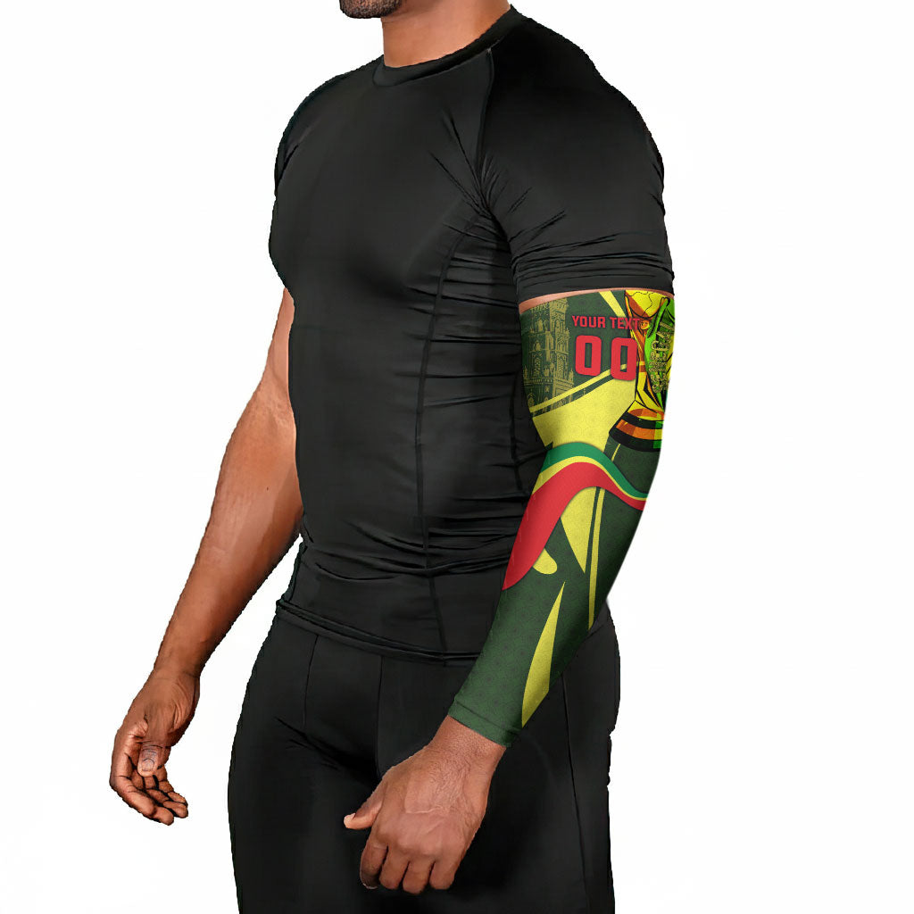 Personalized Senegal Champions World Football 2026 Arm Sleeves Lions Of Teranga - Great Mosque Of Touba Pattern