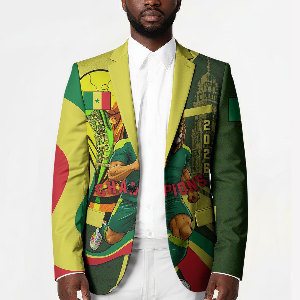 Personalized Senegal Champions World Football 2026 Blazer Lions Of Teranga - Great Mosque Of Touba Pattern