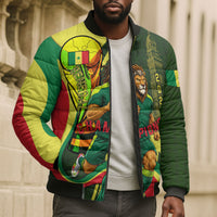 Personalized Senegal Champions World Football 2026 Bomber Puffer Jacket Lions Of Teranga - Great Mosque Of Touba Pattern