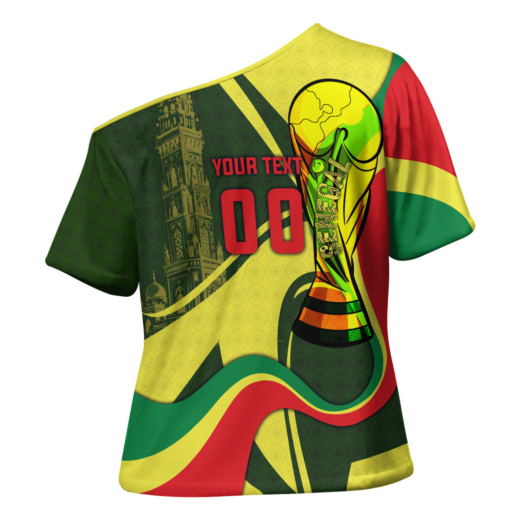 Personalized Senegal Champions World Football 2026 Cross Shoulder Shirt Lions Of Teranga - Great Mosque Of Touba Pattern