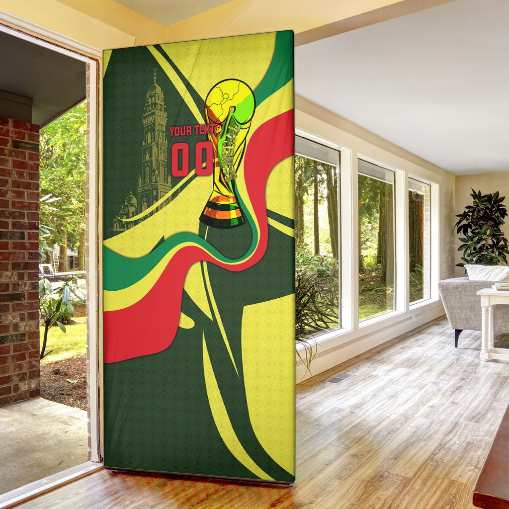Personalized Senegal Champions World Football 2026 Door Cover Lions Of Teranga - Great Mosque Of Touba Pattern