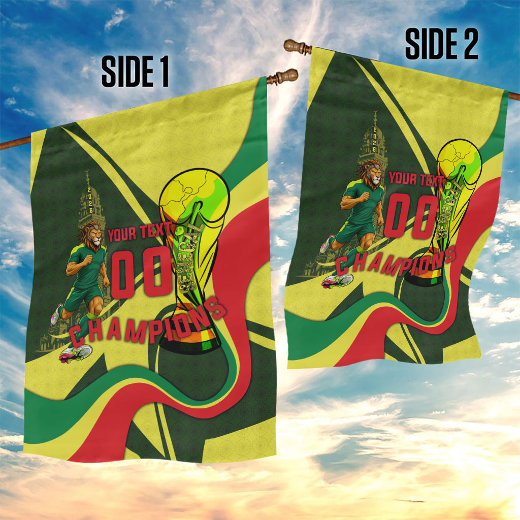 Personalized Senegal Champions World Football 2026 Garden Flag Lions Of Teranga - Great Mosque Of Touba Pattern