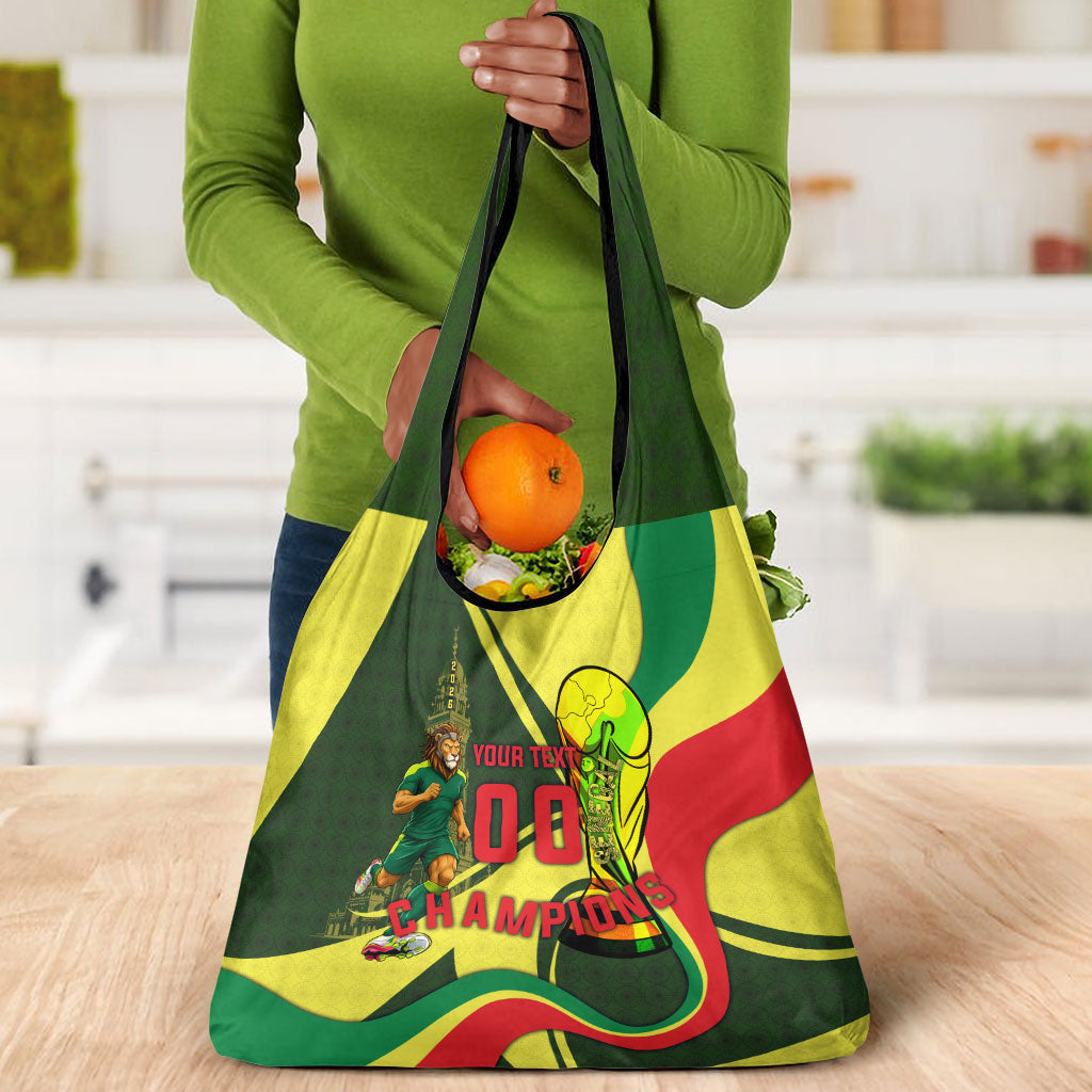 Personalized Senegal Champions World Football 2026 Grocery Bag Lions Of Teranga - Great Mosque Of Touba Pattern