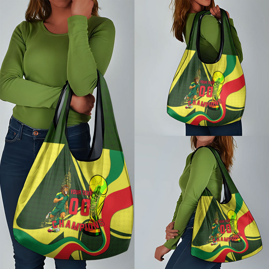 Personalized Senegal Champions World Football 2026 Grocery Bag Lions Of Teranga - Great Mosque Of Touba Pattern