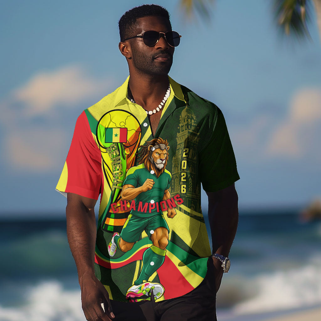 Personalized Senegal Champions World Football 2026 Hawaiian Shirt Lions Of Teranga - Great Mosque Of Touba Pattern