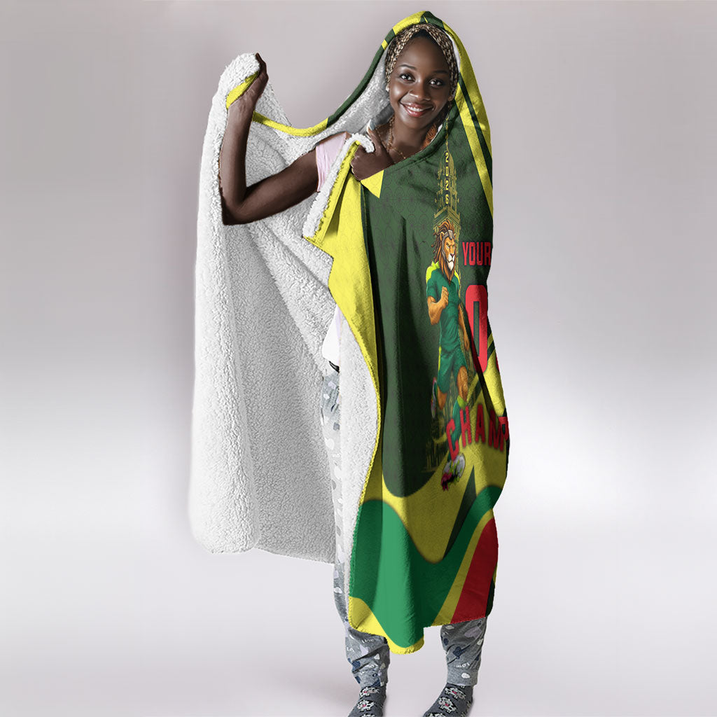 Personalized Senegal Champions World Football 2026 Hooded Blanket Lions Of Teranga - Great Mosque Of Touba Pattern