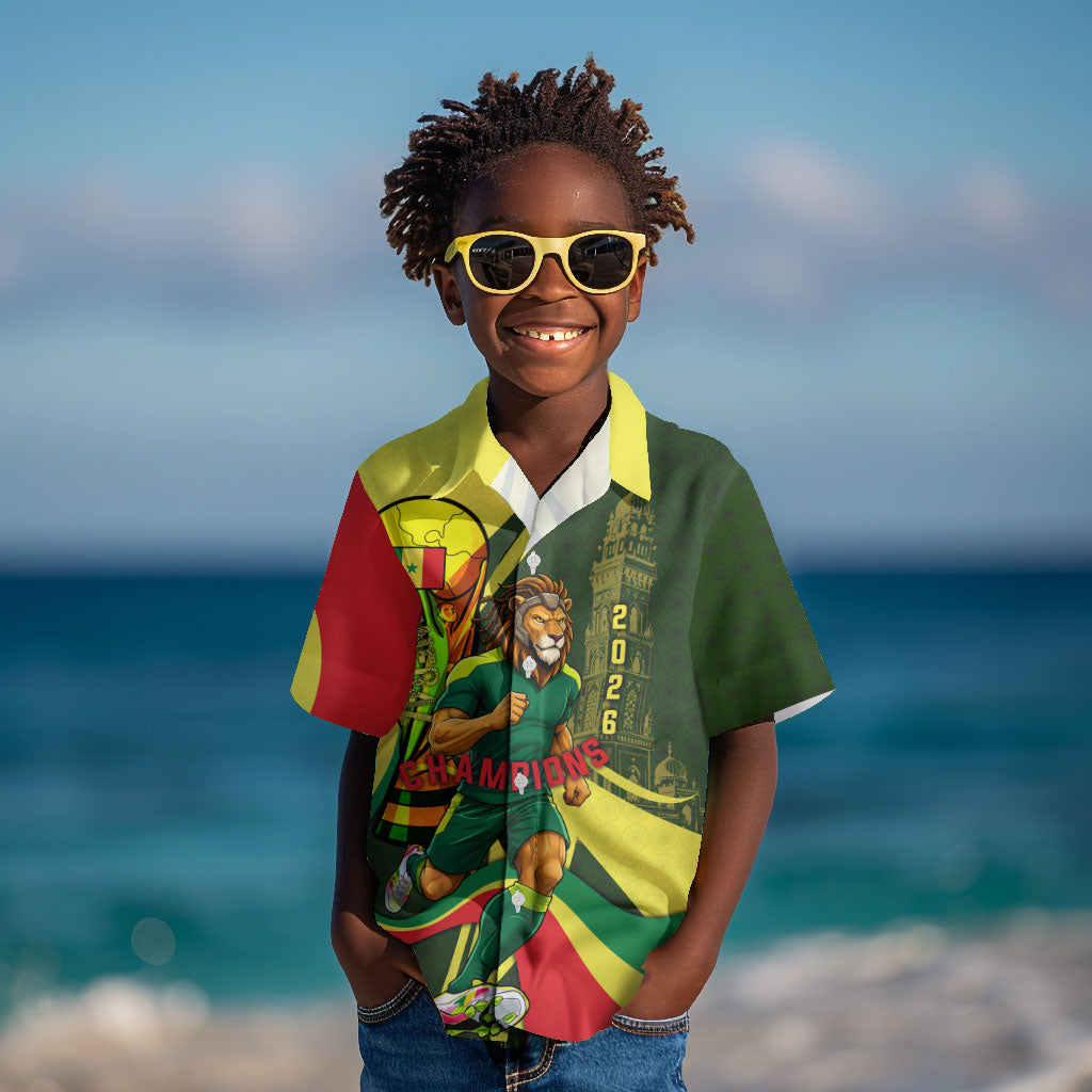 Personalized Senegal Champions World Football 2026 Kid Hawaiian Shirt Lions Of Teranga - Great Mosque Of Touba Pattern