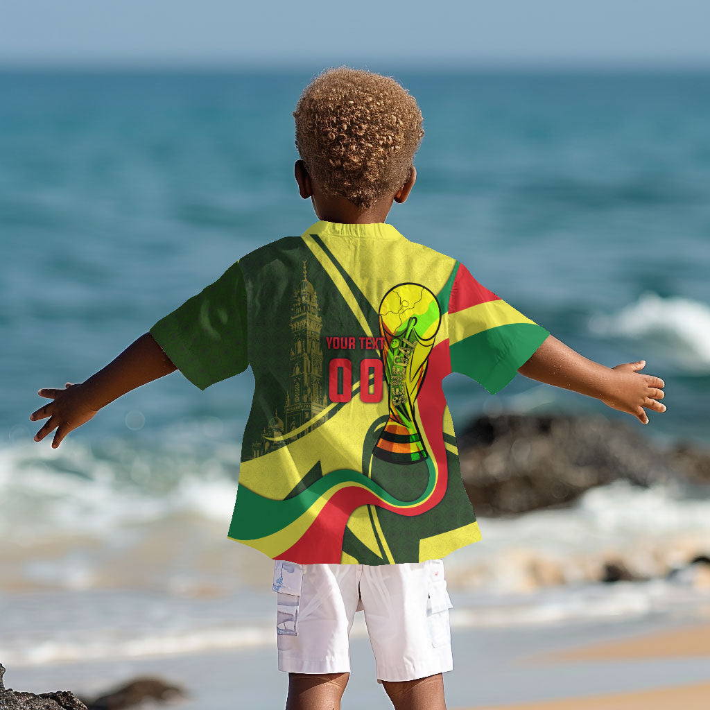 Personalized Senegal Champions World Football 2026 Kid Hawaiian Shirt Lions Of Teranga - Great Mosque Of Touba Pattern
