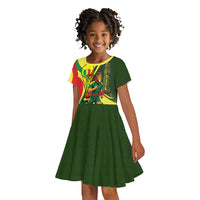 Personalized Senegal Champions World Football 2026 Kid Short Sleeve Dress Lions Of Teranga - Great Mosque Of Touba Pattern