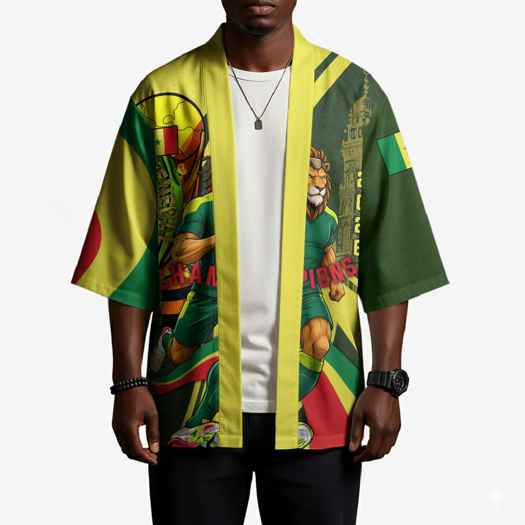 Personalized Senegal Champions World Football 2026 Kimono Lions Of Teranga - Great Mosque Of Touba Pattern