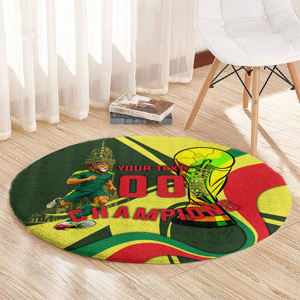 Personalized Senegal Champions World Football 2026 Round Carpet Lions Of Teranga - Great Mosque Of Touba Pattern