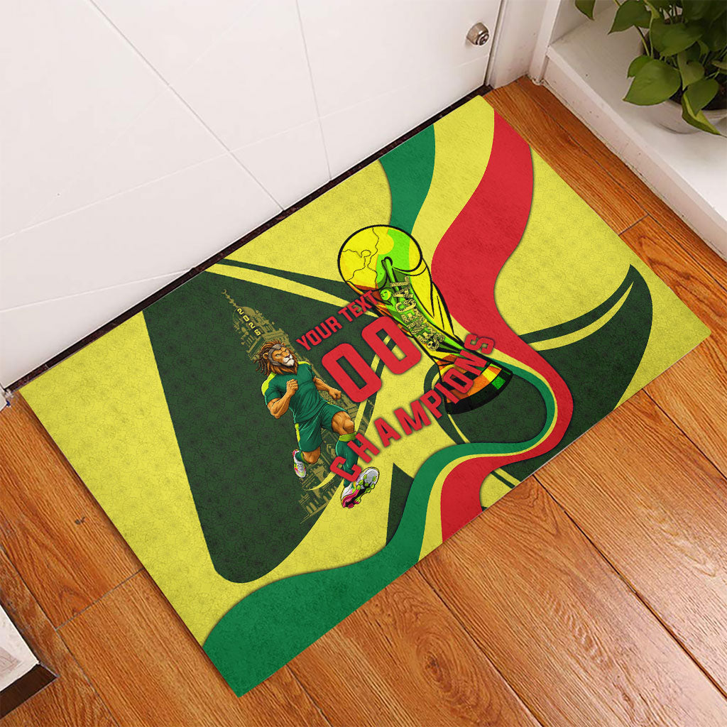 Personalized Senegal Champions World Football 2026 Rubber Doormat Lions Of Teranga - Great Mosque Of Touba Pattern