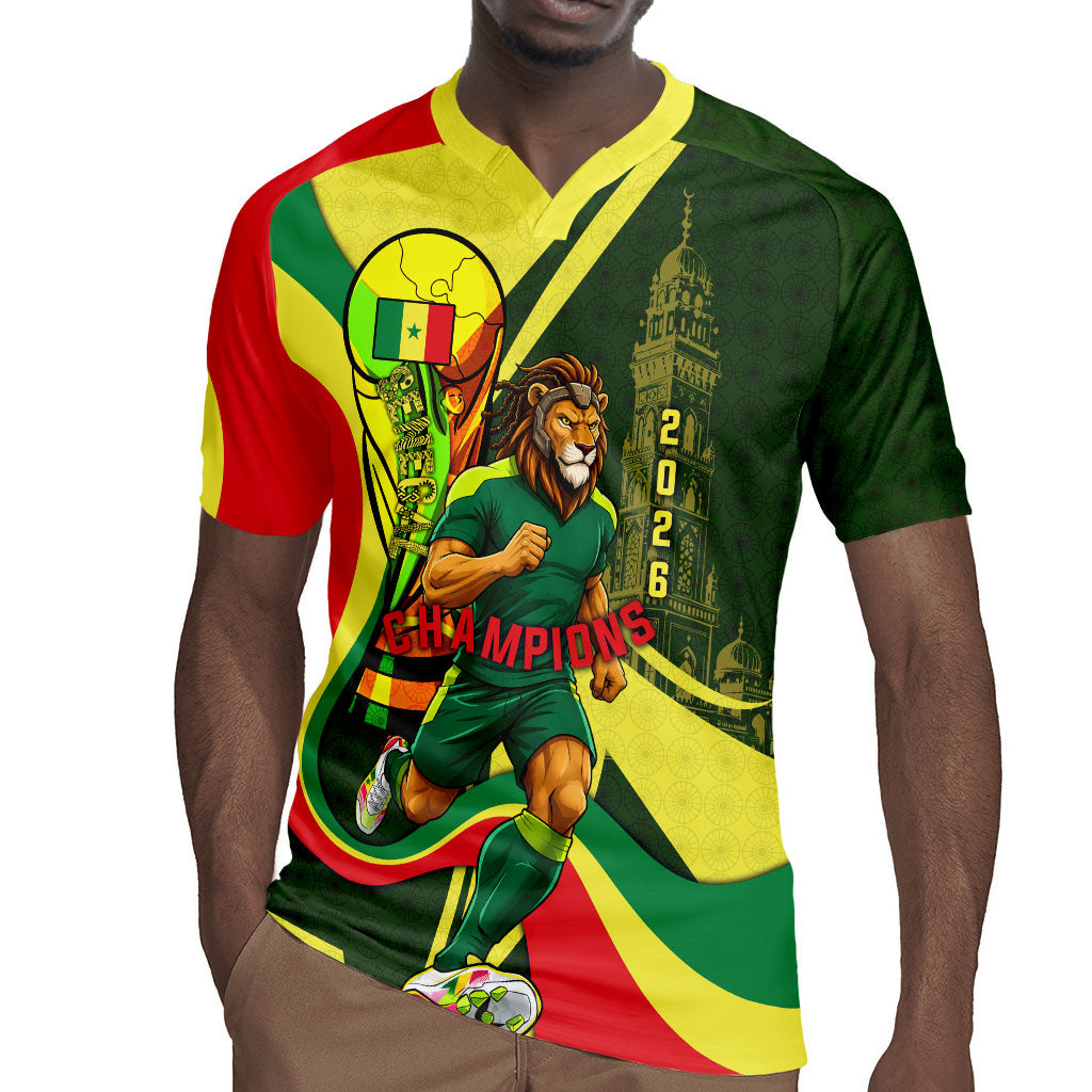 Personalized Senegal Champions World Football 2026 Rugby Jersey Lions Of Teranga - Great Mosque Of Touba Pattern