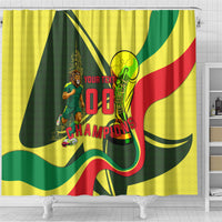 Personalized Senegal Champions World Football 2026 Shower Curtain Lions Of Teranga - Great Mosque Of Touba Pattern