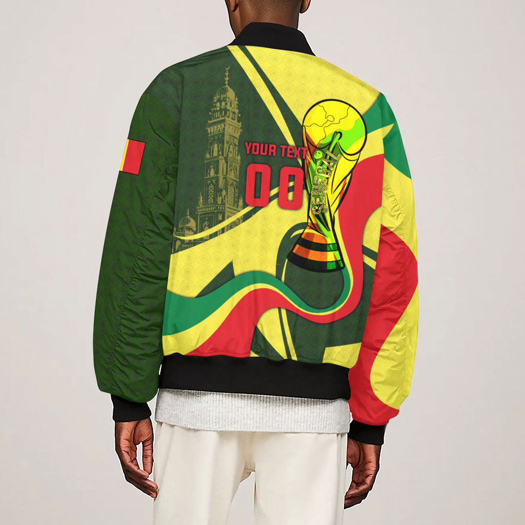 Personalized Senegal Champions World Football 2026 Sleeve Zip Bomber Jacket Lions Of Teranga - Great Mosque Of Touba Pattern