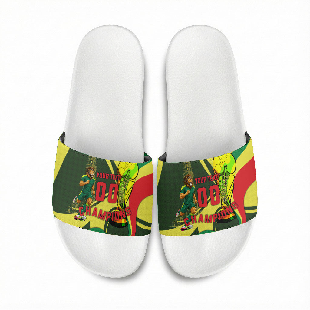 Personalized Senegal Champions World Football 2026 Slide Sandals Lions Of Teranga - Great Mosque Of Touba Pattern